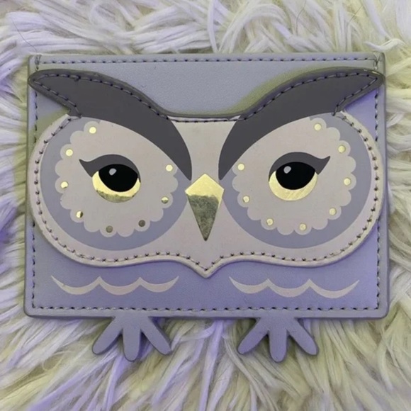 Kate Spade Snow Owl Credit Card Leather Case Gray - Picture 6 of 8
